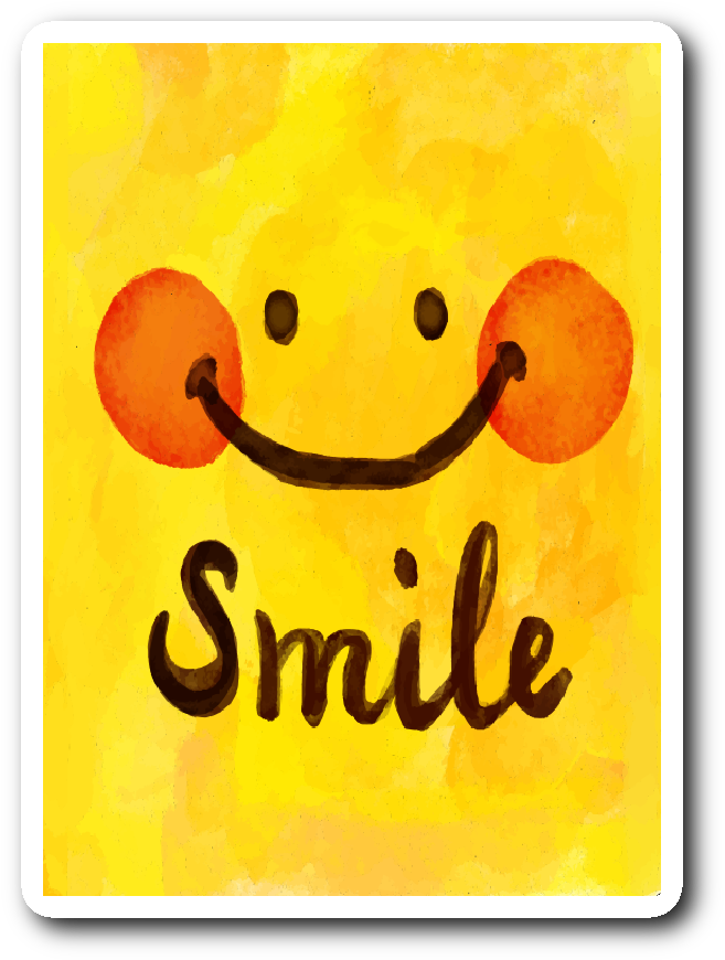 Watercolor Smile Motivational Sticker - Wow! Comic Book Font And Illustration On Green Keychain (1064x1064), Png Download