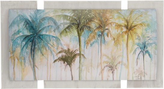 Watercolor Palms - Convex - Patricia Pinto - Watercolor Palms Canvas (550x550), Png Download