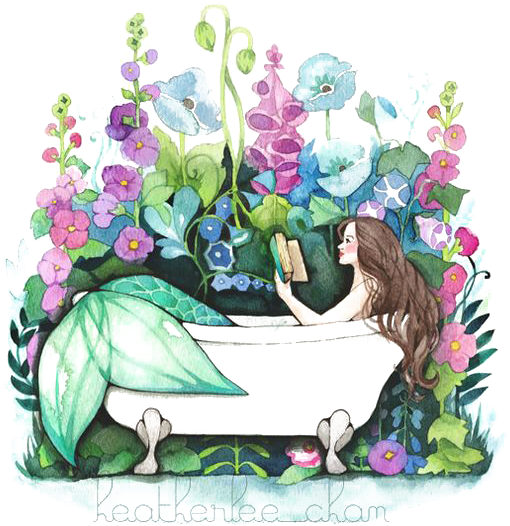 Bath Drawing Watercolor Free Library - Mermaid In Bathtub Art (564x717), Png Download