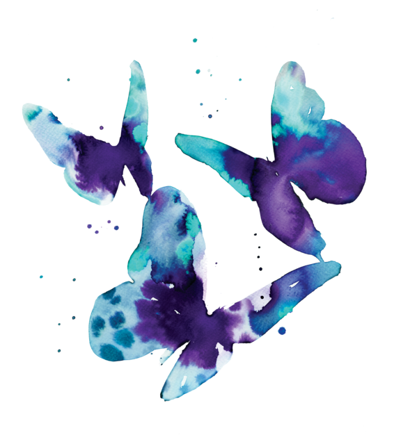 Aqua Butterflies - Watercolor Butterfly Tattoo (690x690), Png Download