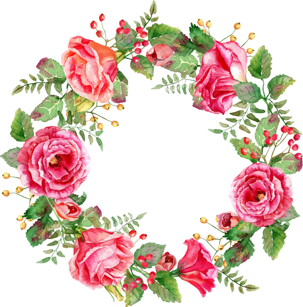 Free Floral Watercolor Wreath With Flowers Png (1011x1024), Png Download