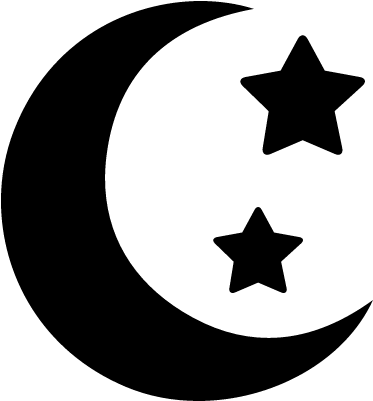 Black Crescent Moon With Stars Png - Crescent Moon And Star Png (400x400), Png Download