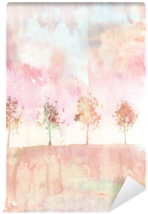 Watercolor / Abstract Background With Trees Wall Mural - Craft (400x400), Png Download