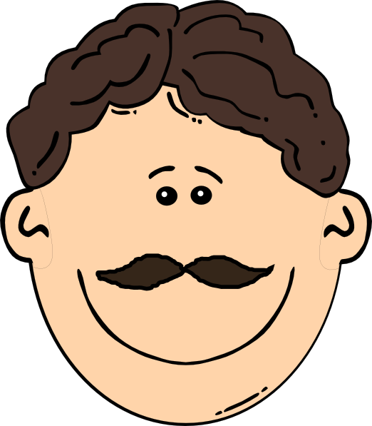 Smiling Brown Hair Man With Mustache Svg Clip Arts (522x597), Png Download
