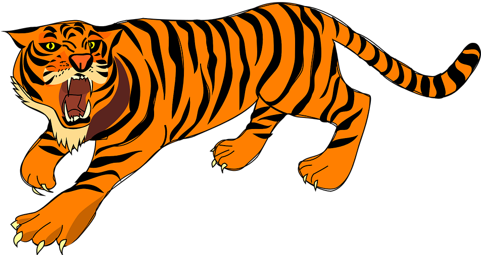 Tiger, Angry, Defense, Stripes, Loud - Tiger Clipart Free (631x340), Png Download