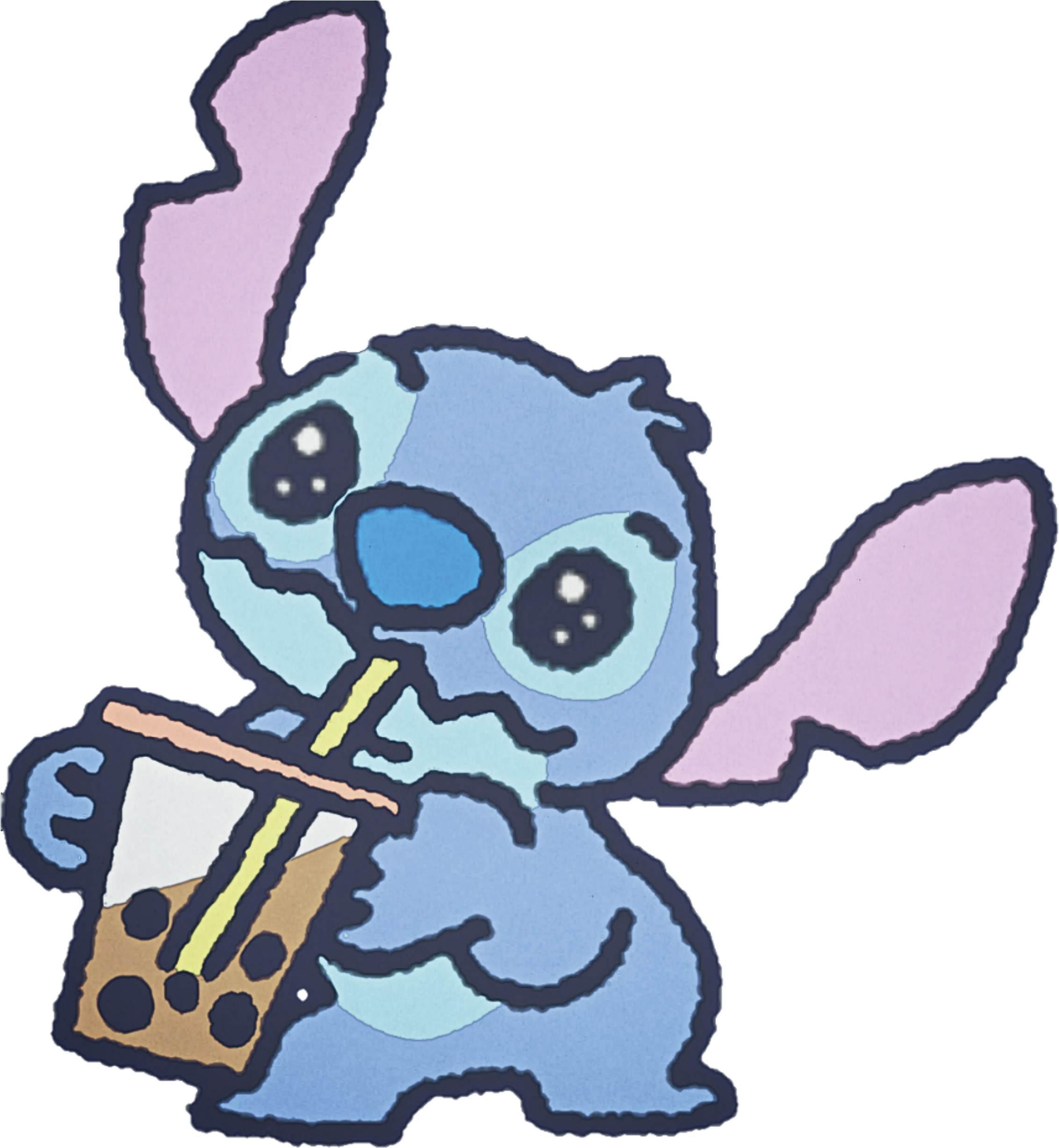 Stitch Cute Watercolor Handpainted Disney Bubbletea - Sticker (1024x1024), Png Download