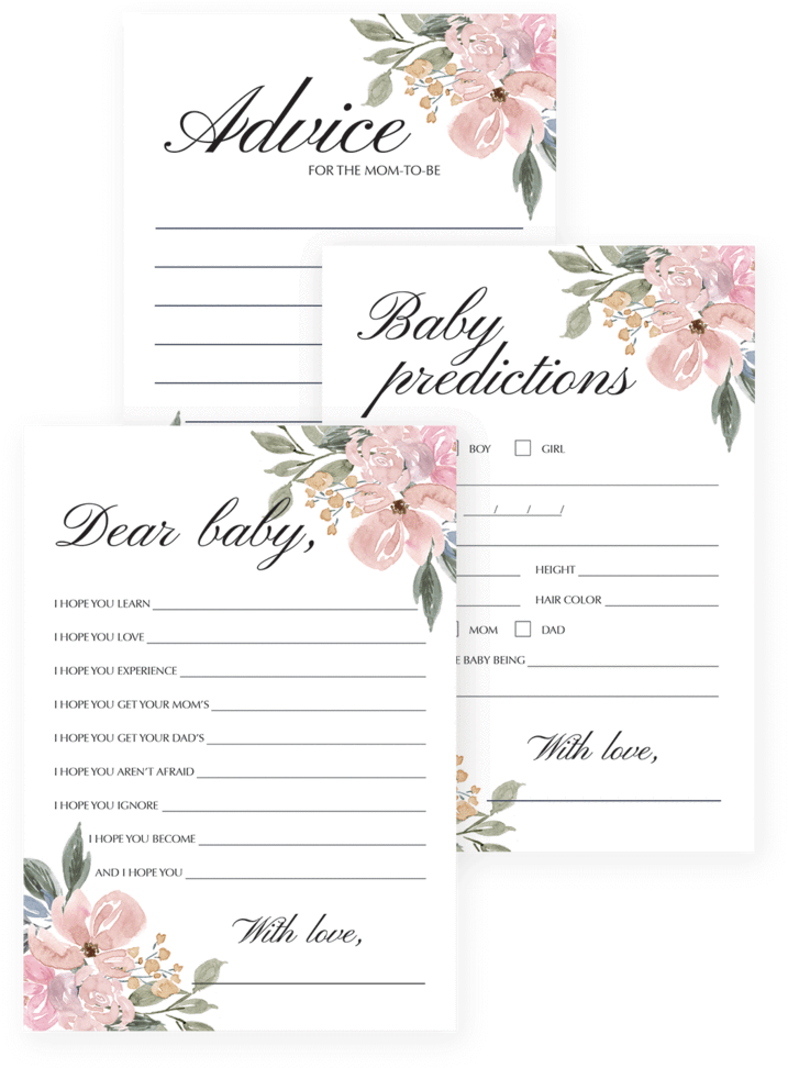 Watercolor Floral Baby Shower Games Printable By Littlesizzle - Paper (819x1024), Png Download