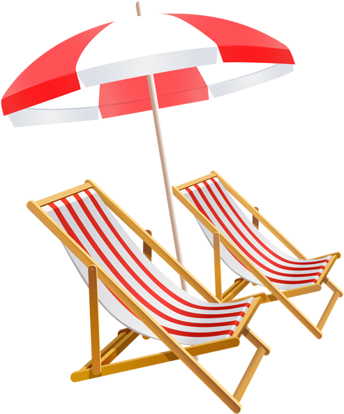 Vintage Beach Png - Beach Umbrella And Chair Png (498x600), Png Download