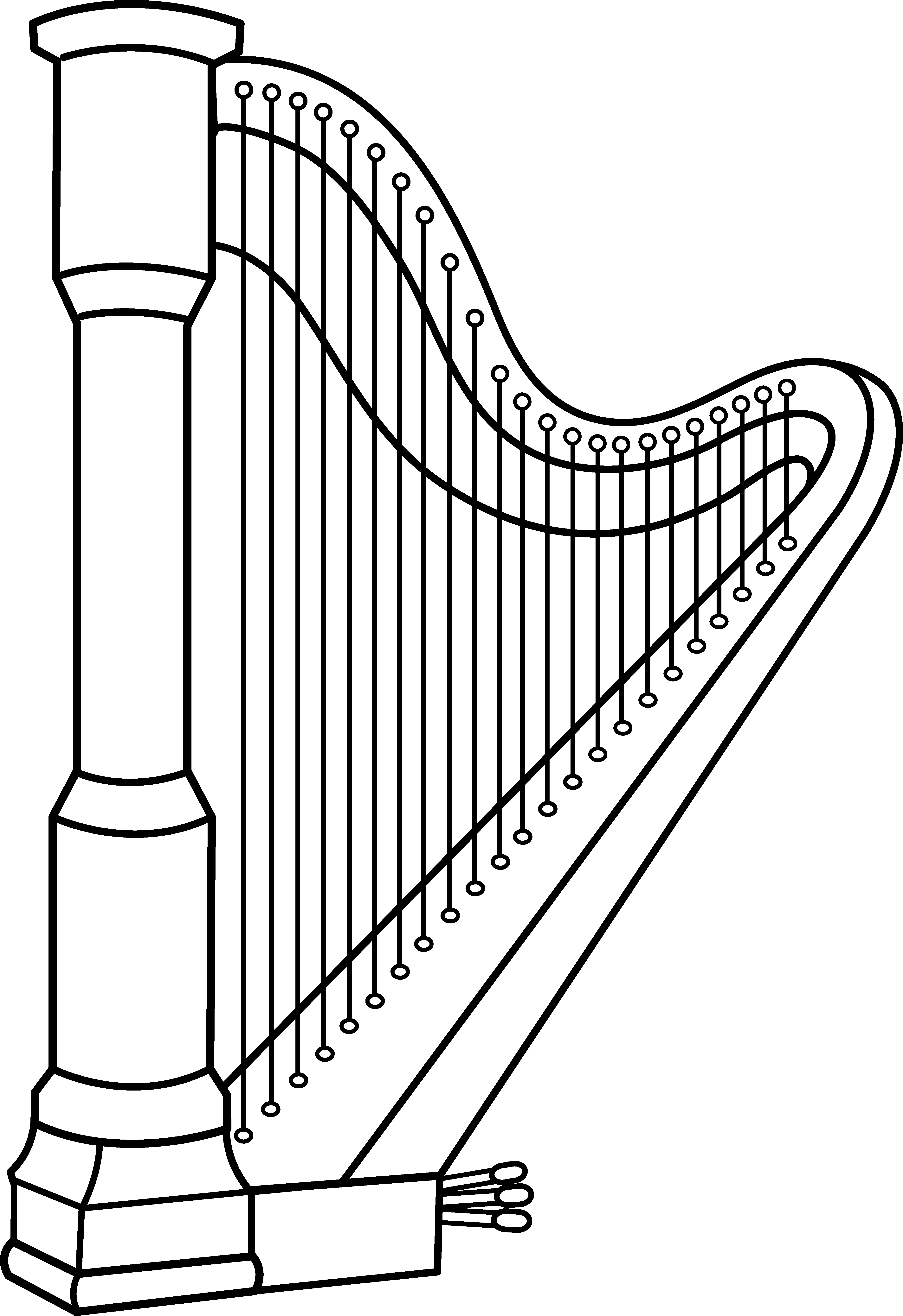 Musical Harp Line Art - Harp Clip Art (4655x6788), Png Download