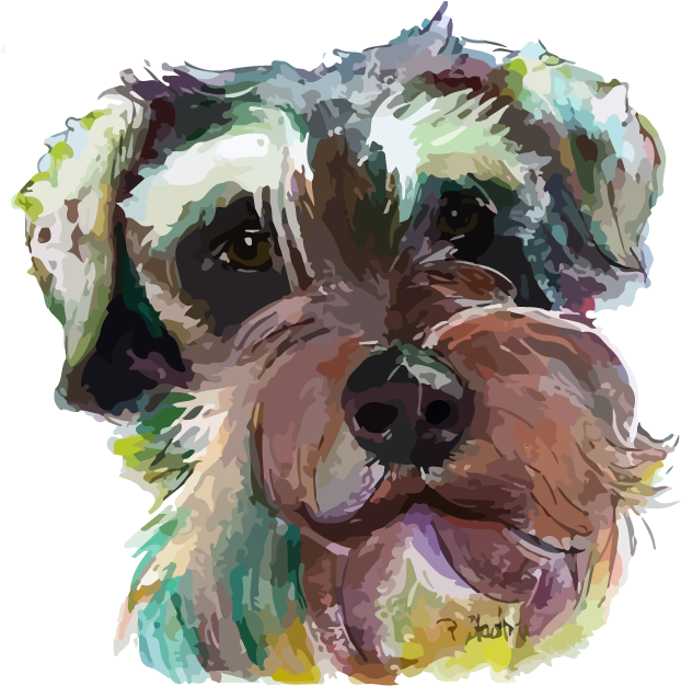 Watercolor Dog Printed Transfers - Watercolor Painting (622x626), Png Download