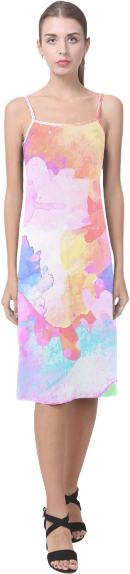 Colorful Watercolor Paint Spatter Abstract Art Alcestis - Slip Dress (1200x1200), Png Download