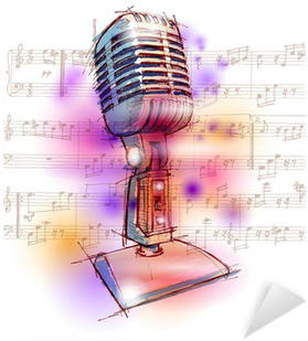 Vector Classic Microphone, Watercolor Background & - Watercolor Microphone Png (400x400), Png Download