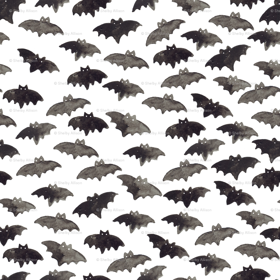 Watercolor Bats Transparent (900x900), Png Download