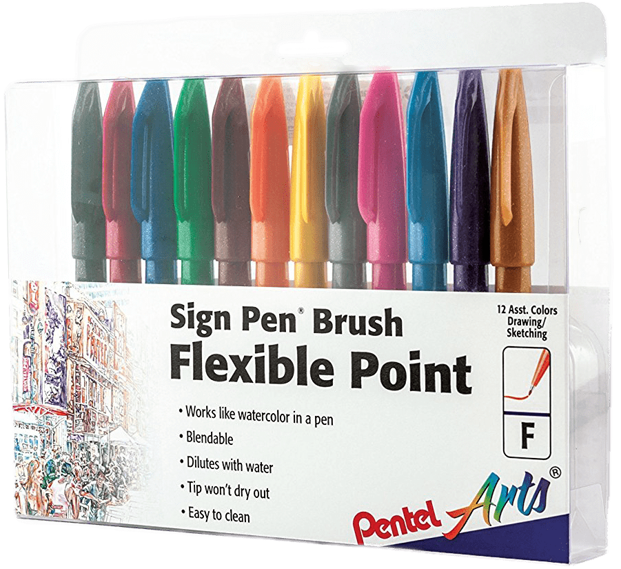 6pentel - Pentel Sign Brush Tip (1088x1000), Png Download