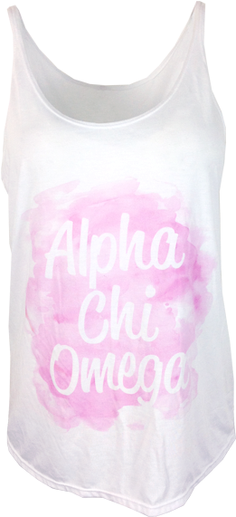 Alpha Chi Omega Pink Watercolor Tank - Active Tank (464x585), Png Download