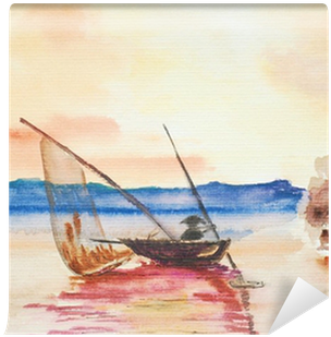 Sailor On The Boat, Watercolor Painting Wall Mural - Watercolor Painting (400x400), Png Download