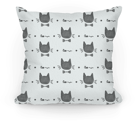 Black And White Watercolor Cat Bow Tie Pattern Pillow - Bow Tie (484x484), Png Download