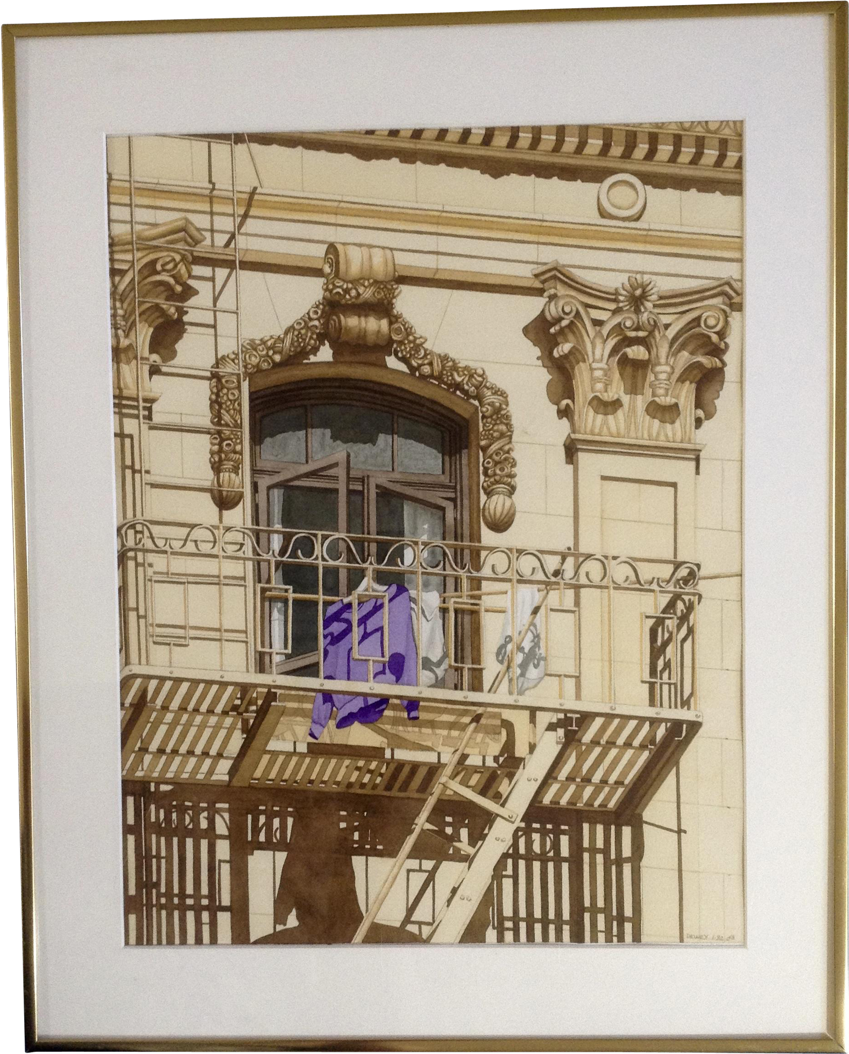 Dewey, Watercolor Painting Laundry Day In China Town - Architecture (2048x2048), Png Download