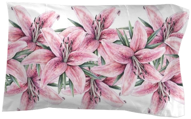Pink Lily Flowers Isolated On White Background - Watercolor Painting (400x400), Png Download