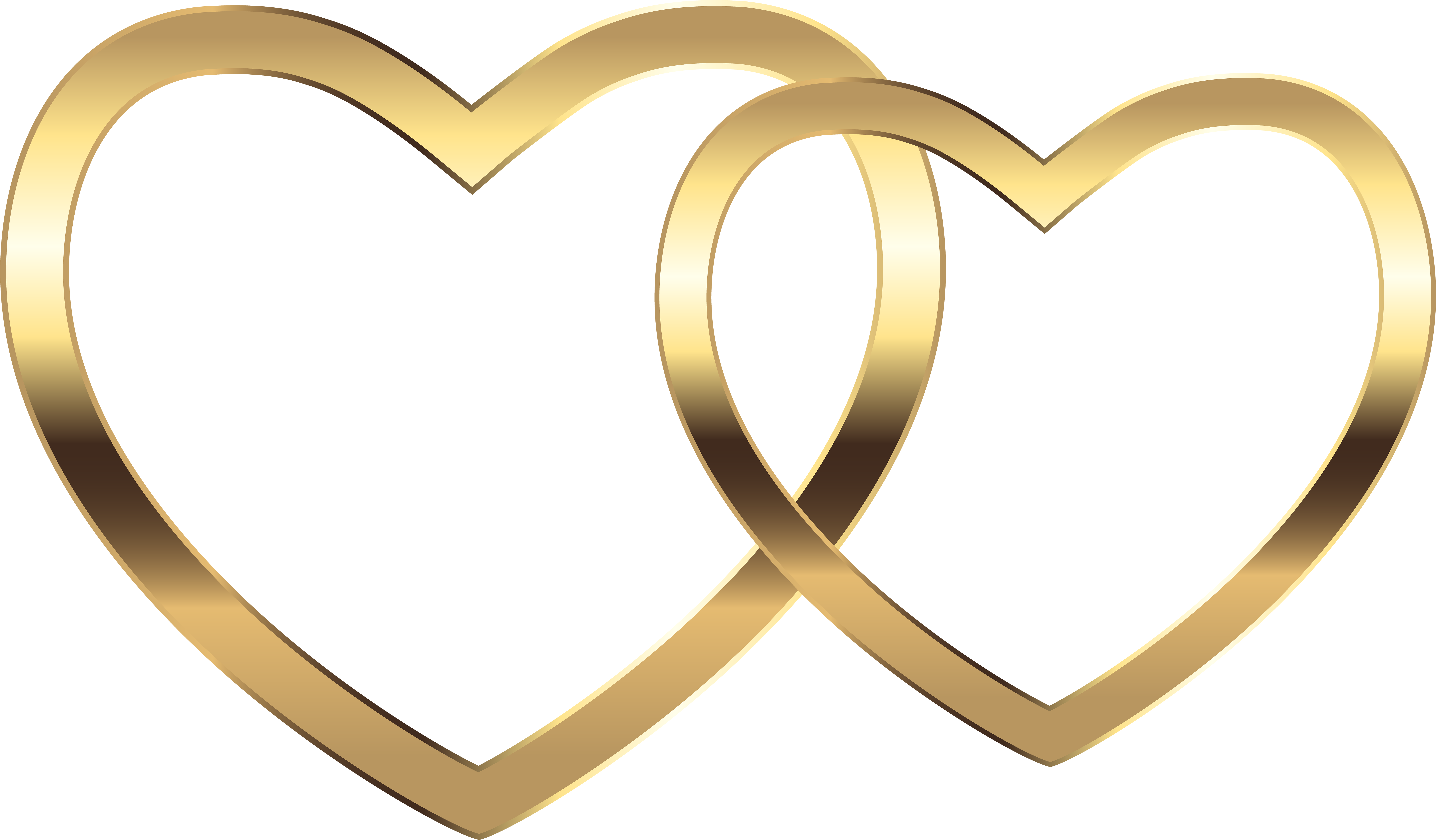 View Full Size - Gold Double Heart Clipart (8000x4740), Png Download