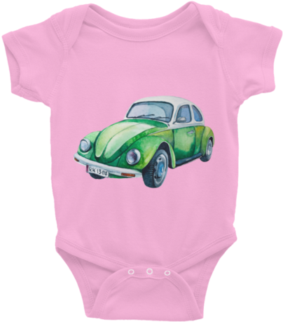 Watercolor Vintage Bug - Volkswagen Beetle (green Car) Womens Slim Fit T-shirt (480x480), Png Download