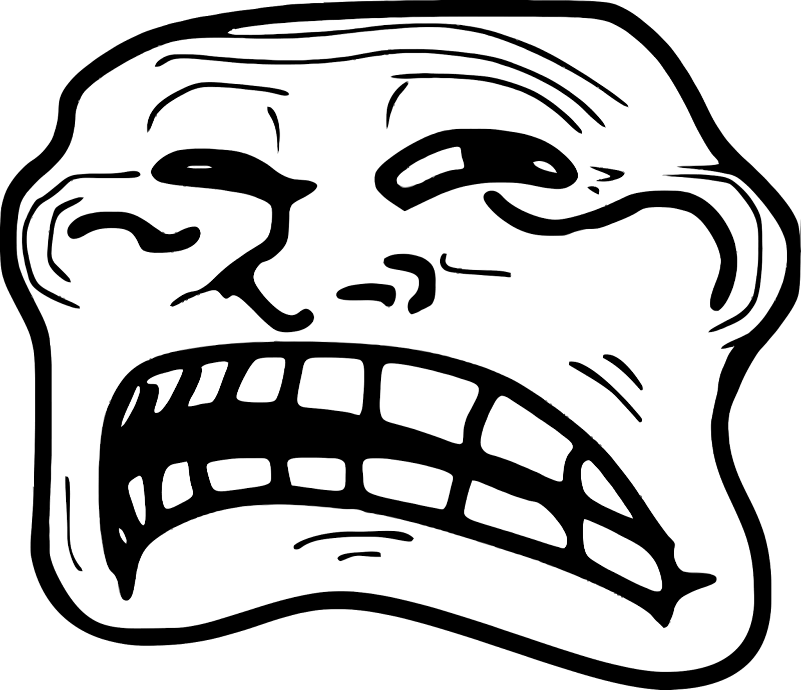 Face Hair Black And White Facial Expression Nose Line - Troll Face (962x830), Png Download