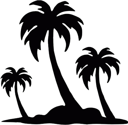 Download - Palm Tree Silhouette Drawing (500x500), Png Download