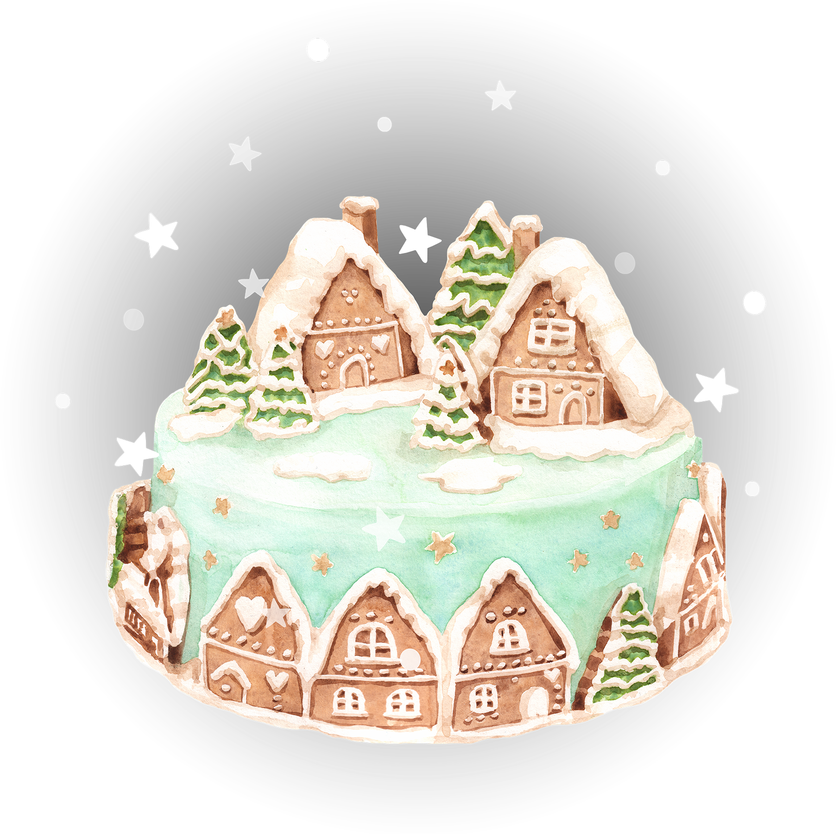 Watercolor - Gingerbread House (1800x1800), Png Download