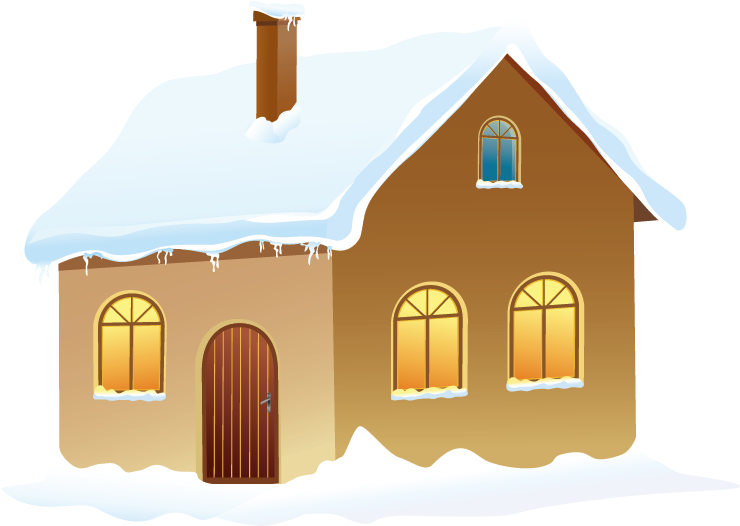 Snowy House Clipart (744x539), Png Download