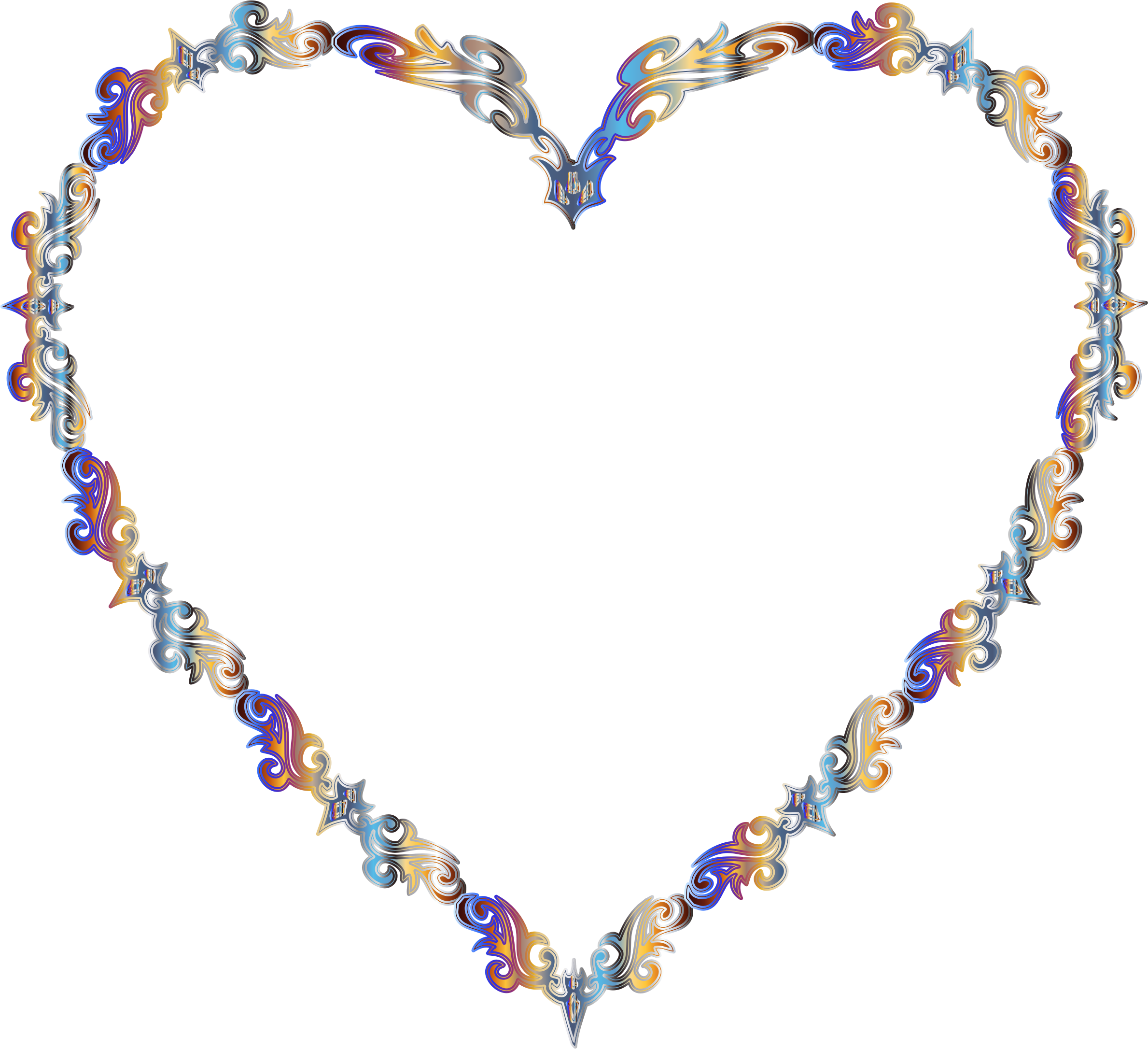 Colorful Fancy Decorative Line Art Heart 2 Picture - Transparent Gem Divider Png (2378x2172), Png Download