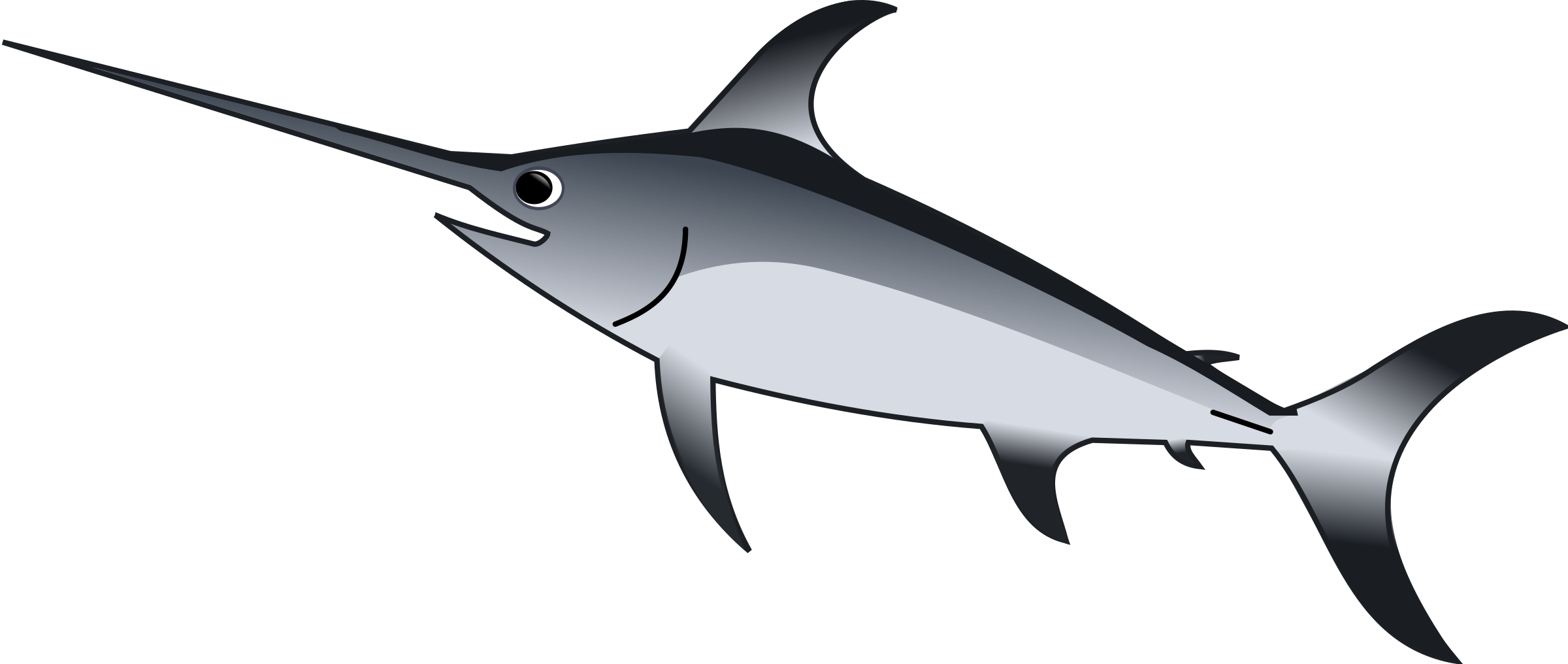 See Here Cartoon Fish Transparent Background - Swordfish Clipart (2400x1016), Png Download