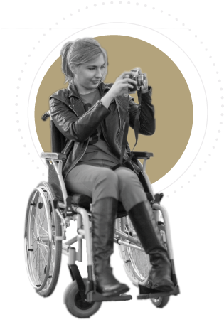 Photo Of A Woman Using A Wheelchair Taking Photos - Motorized Wheelchair (360x504), Png Download