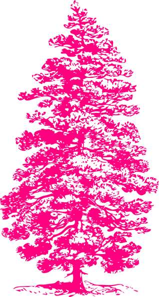 Pink Tree Snow Clip Art - Pine Tree Line Art (318x595), Png Download