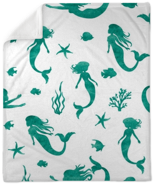 Seamless Watercolor Mermaid Pattern - Watercolor Mermaid Pattern (400x400), Png Download