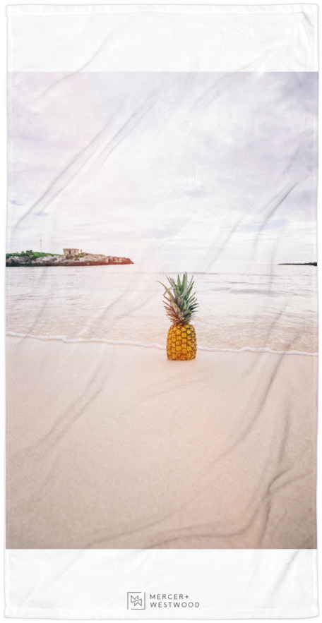Beach Towel "fineapple" In White By Mercer Westwood - Pineapple On The Beach Because Pineapple (1000x1000), Png Download