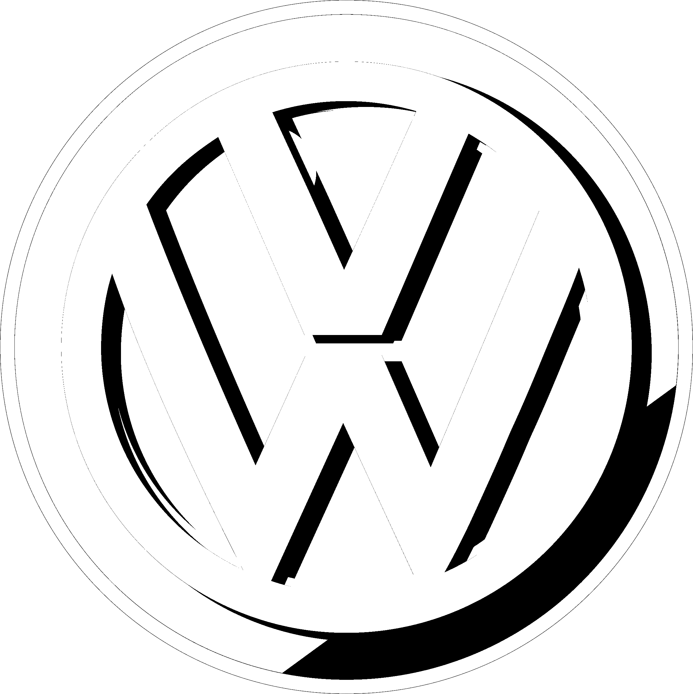 Volkswagen Logo Black And White - Volkswagen Logo Transparent (2400x2401), Png Download