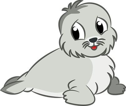 Animal Baby Cartoon Cute Sea Seal Animal B - Cute Seal Clip Art (405x340), Png Download