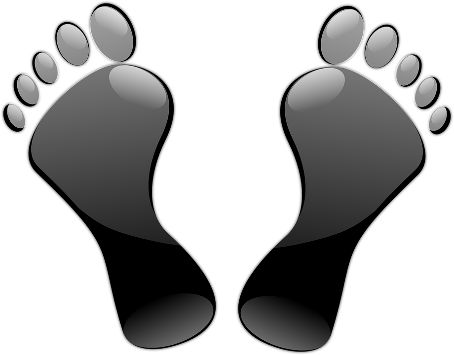 Feet, Toes, Footprints, Black, Glossy - Black Feet (640x500), Png Download