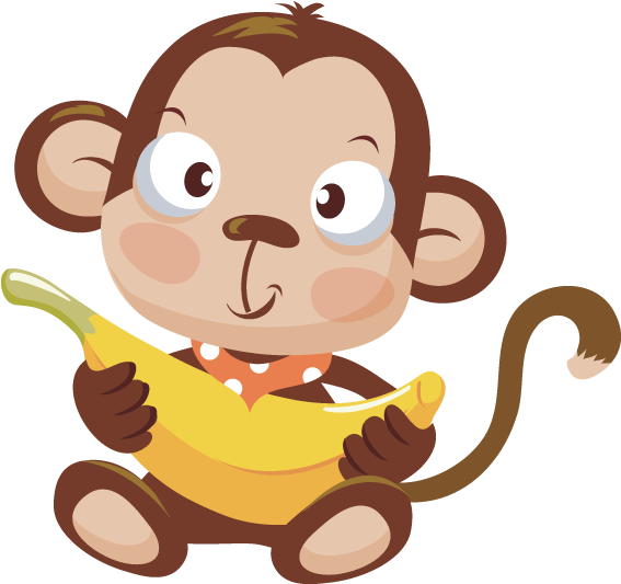 Image Of Monkey With - Baby Monkey Vector Png (600x600), Png Download