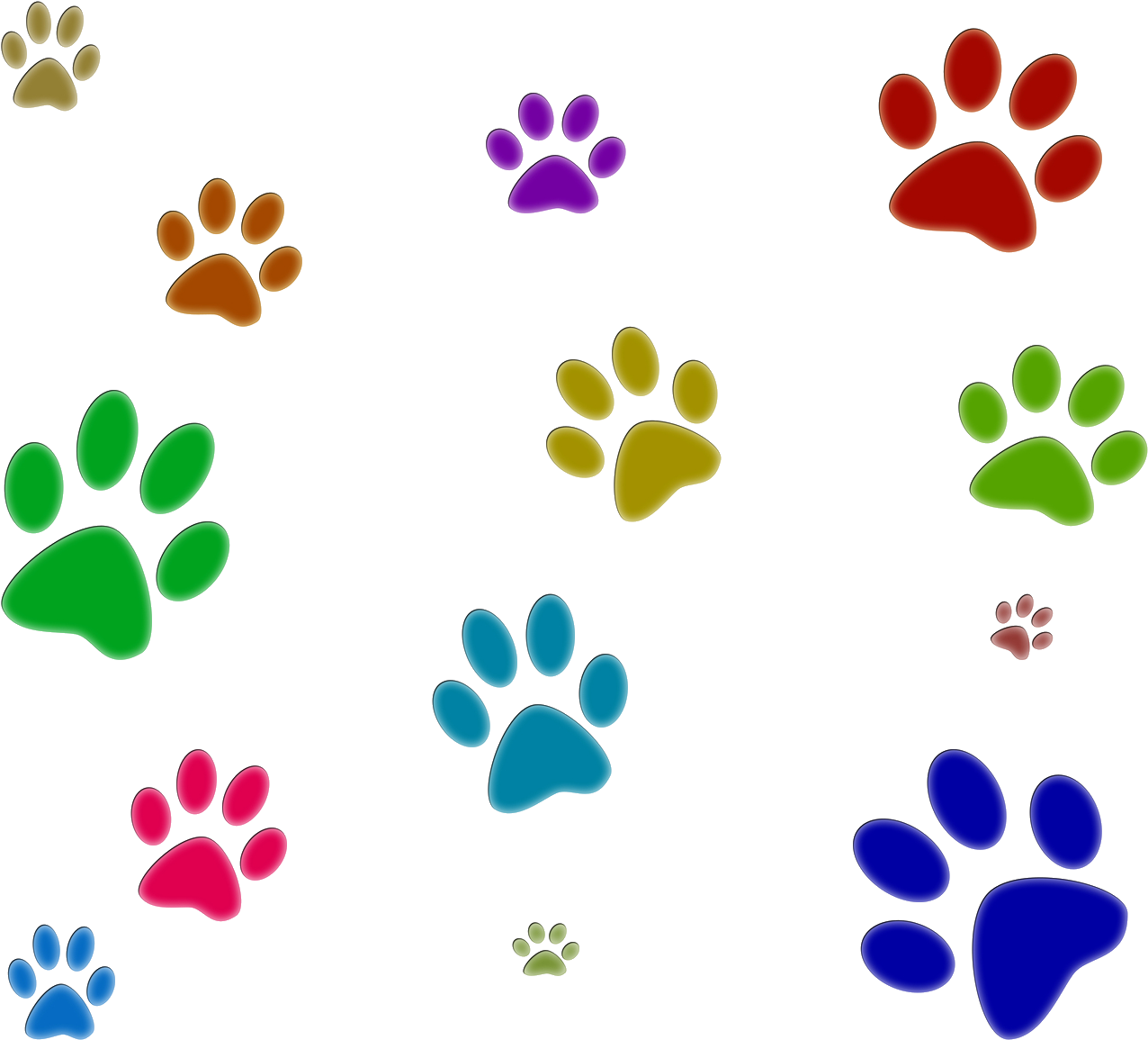 Community Outreach Spread The Love Yogi Bear S Jellystone - Colored Paw Prints Transparent Background (1600x1333), Png Download