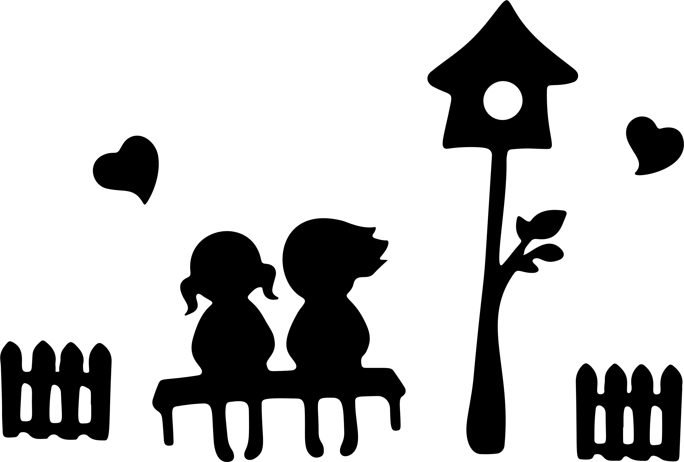 Big Image - Silhouette Of A Boy And Girl Sitting (2324x1570), Png Download