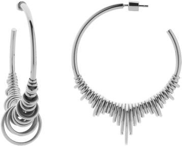 Revival Hoop Earrings Large - Silver Hoop Earrings Png (500x500), Png Download