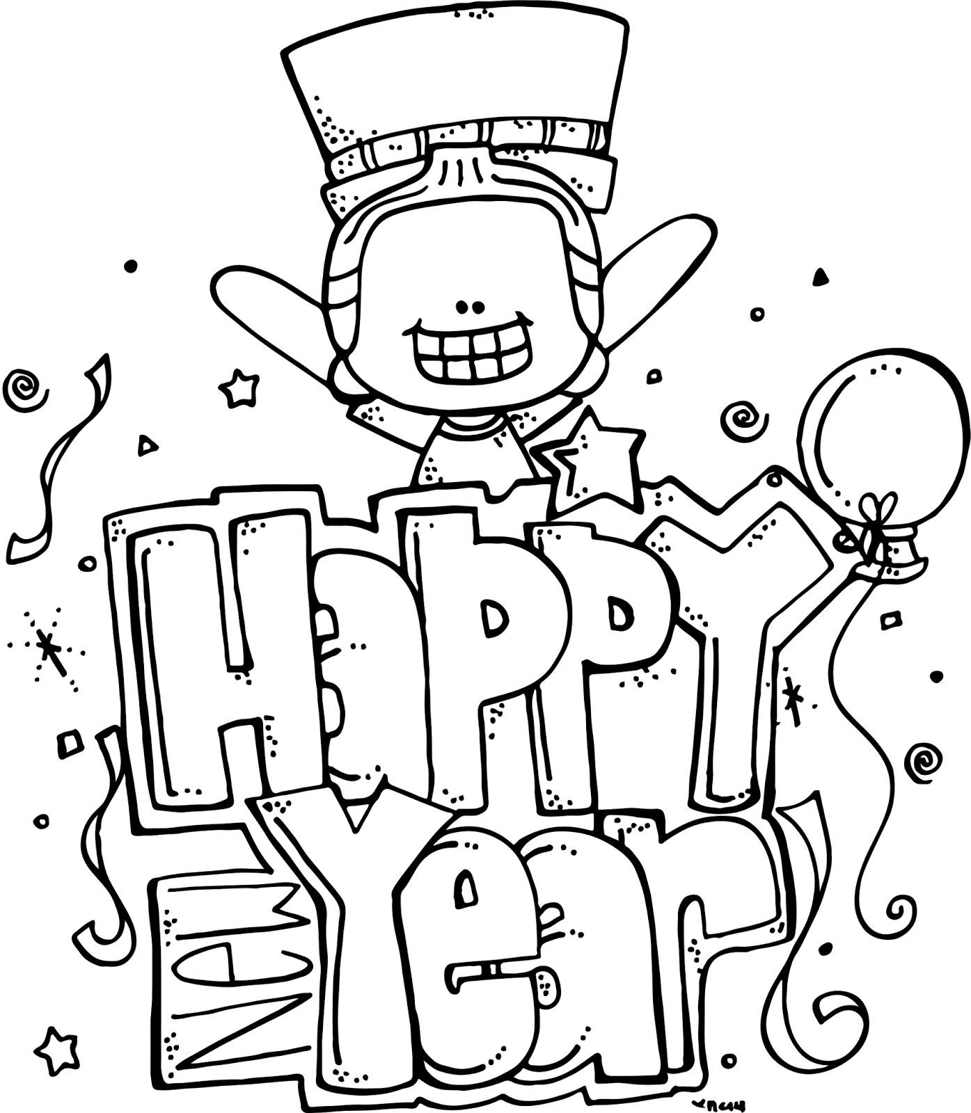 Happy New Year Clipart Church Bulletin - Melonheadz Happy New Year (1395x1600), Png Download