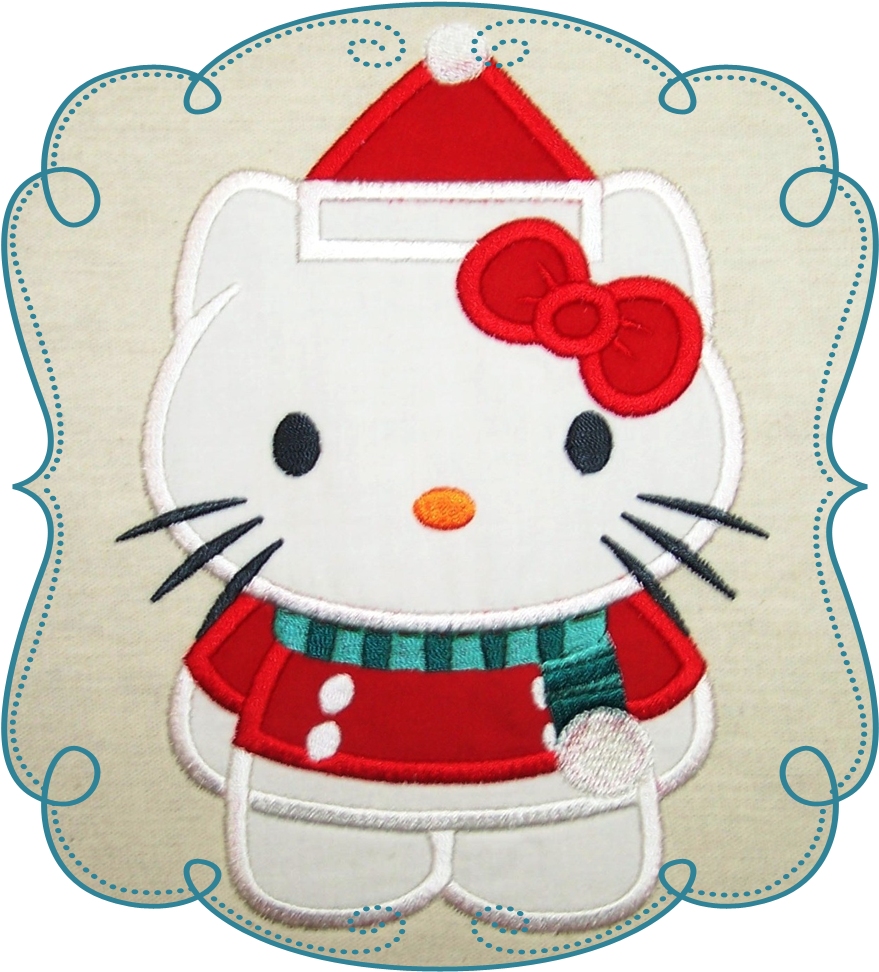 Christmas Kitty - Embroidery (1000x1000), Png Download