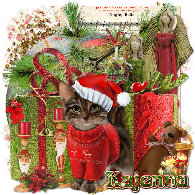 Tube By Kajenna Called Christmas Cat - Tabby Cat (650x650), Png Download