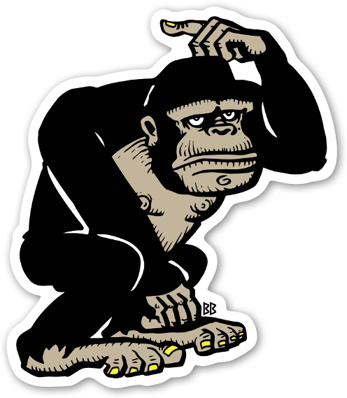 Bobby Black Gorilla Stickers Labels - Sticker (527x600), Png Download