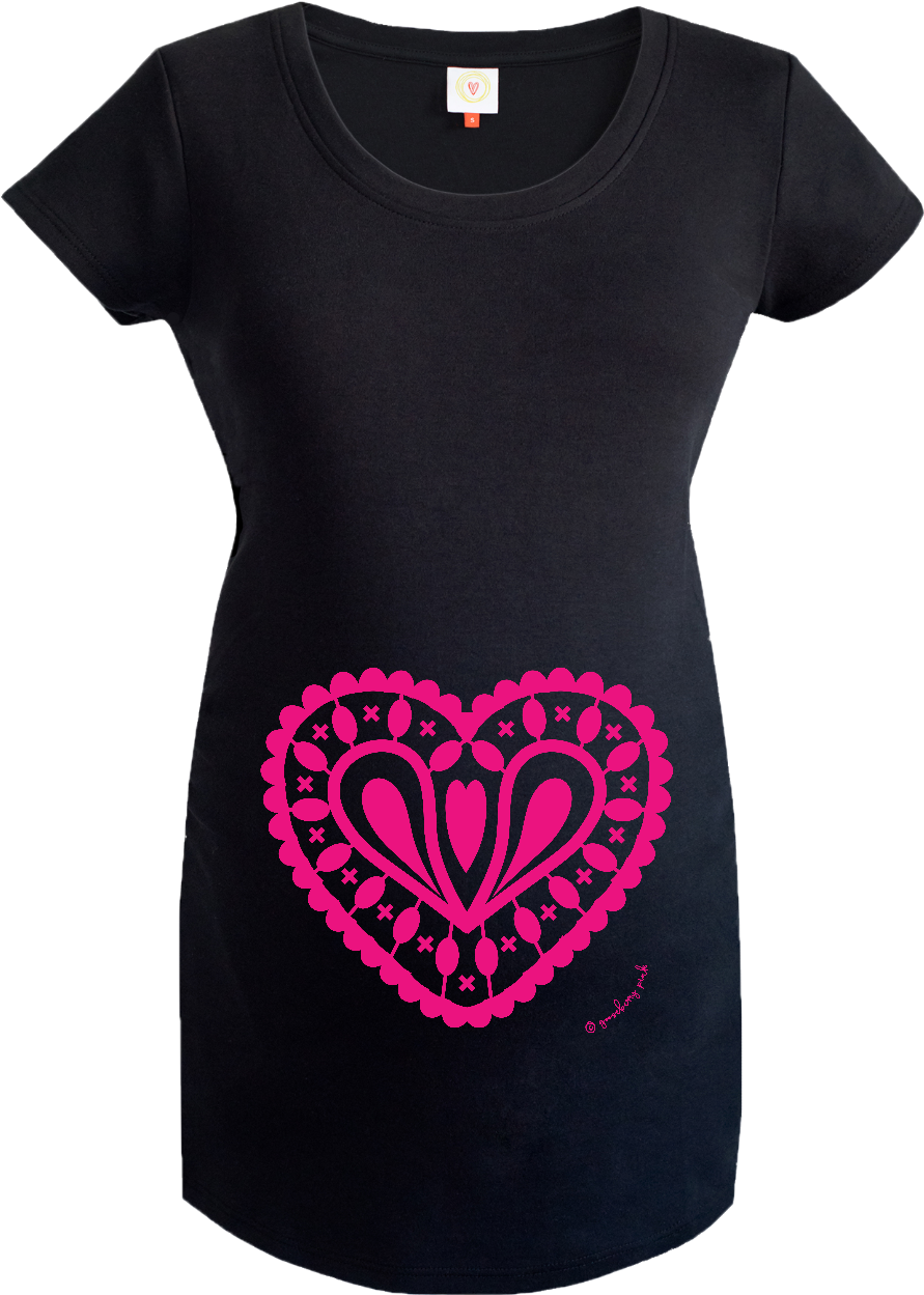 Gooseberry Pink Hot Pink Heart Maternity Top In Black - Transparent Background Materinity Clothes (1500x1500), Png Download