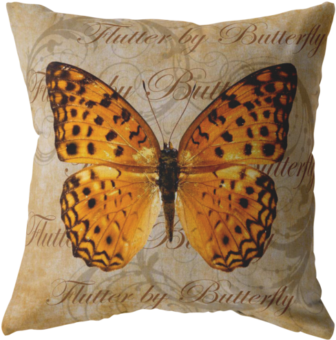 Orange Butterfly Nature Digital Collage Throw Pillow - Oliver Gal 'blue Butterfly' Canvas Art | Canvas Art (500x500), Png Download