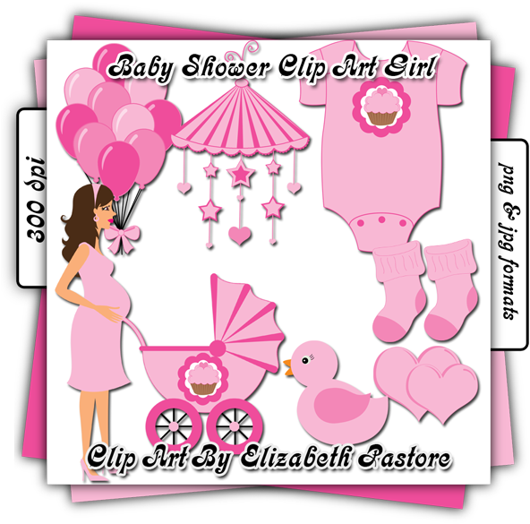 Cute Baby Girl Clip Art - Baby Shower (600x600), Png Download