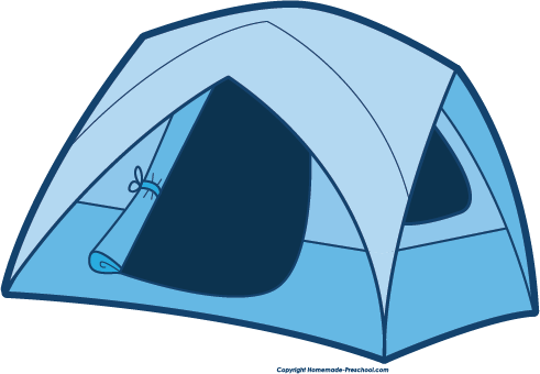 Download Free Printable Clipart And Coloring Pages - Blue Camping Tent Clipart (491x340), Png Download